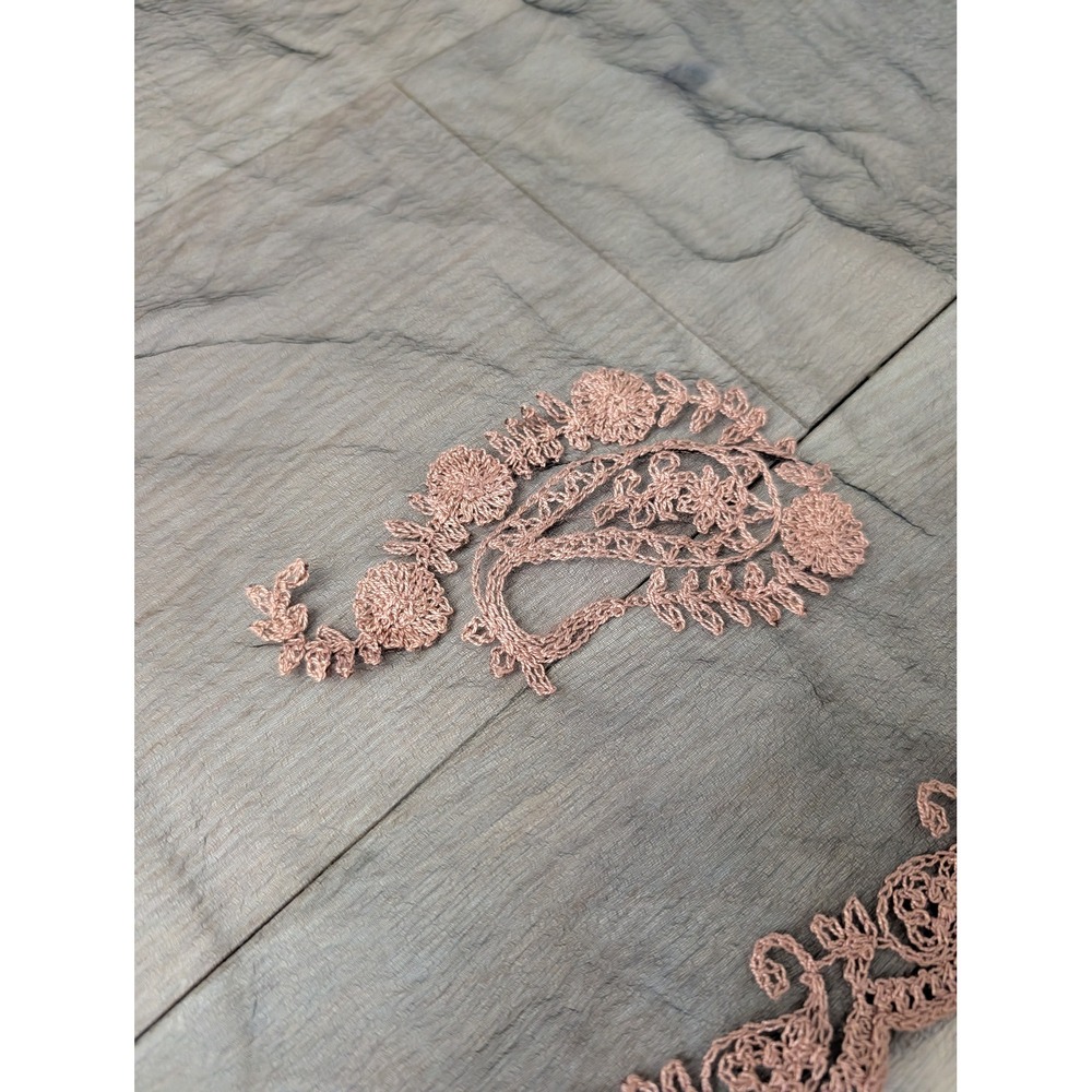 Vintage Sheer Paisley Embroidered Scarf Romantic Boho Cottagecore Dark Academia - Picture 4 of 8